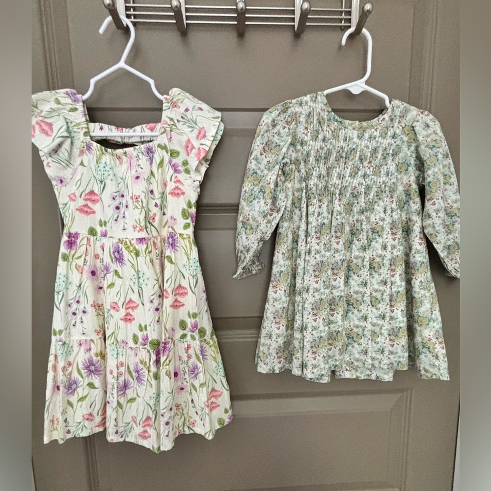 Jumping Beans Floral Kids Dresses - Pink and Green